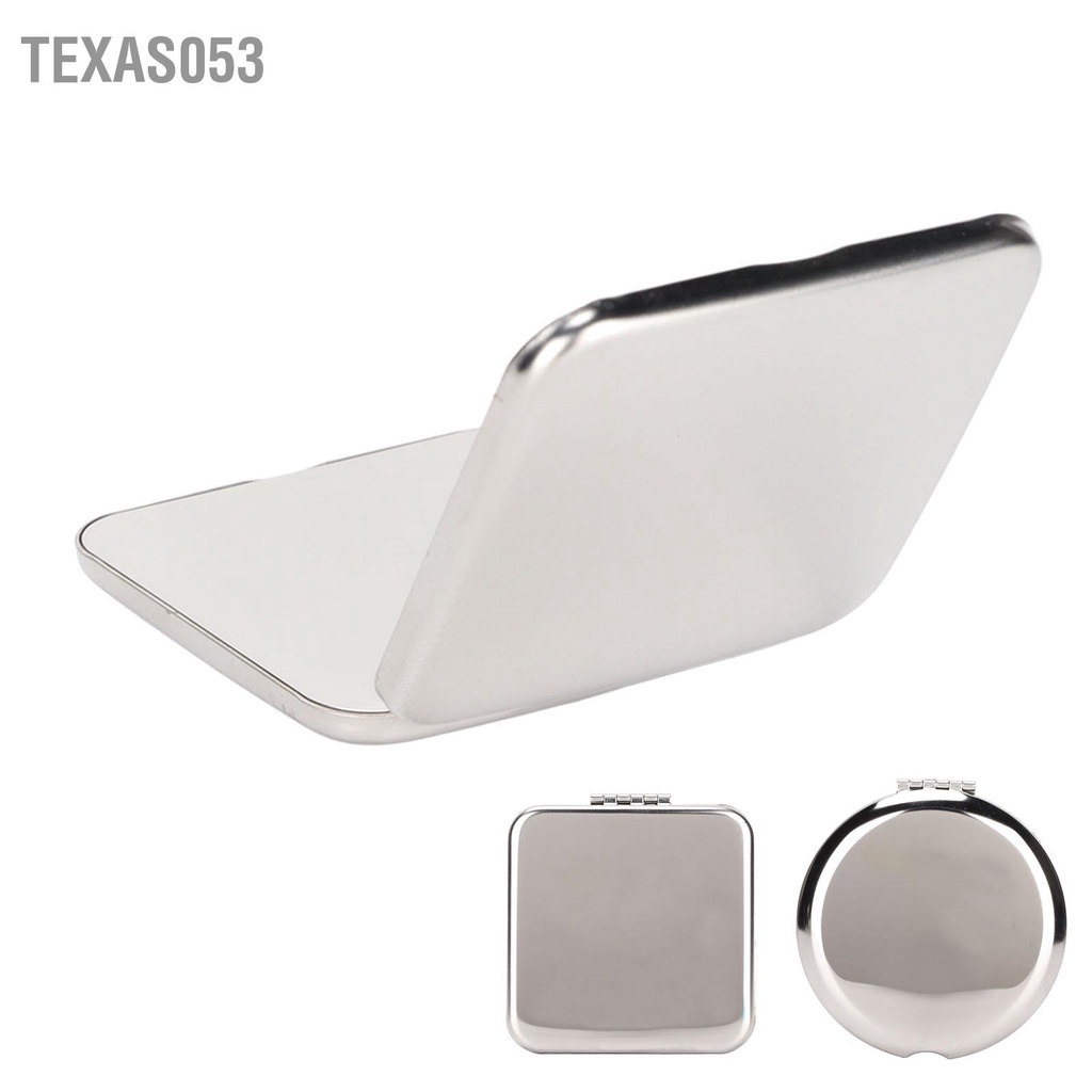 Texas053 Gương bỏ túi Hai mặt có thể gập lại bằng thép không gỉ ví nhỏ cầm tay du lịch gọn cho chuyến trọn gói