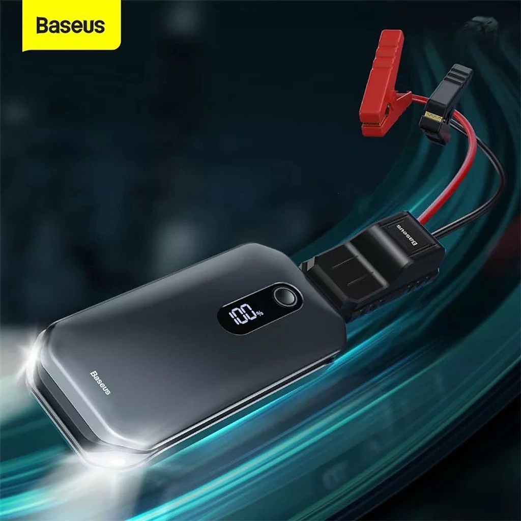 Bộ kích bình ắc quy ô tô Baseus CRJS03-01 kiêm sạc dự phòng 12000mAh, max 1000A chính hãng cho xe máy, mô tô, điện thoại