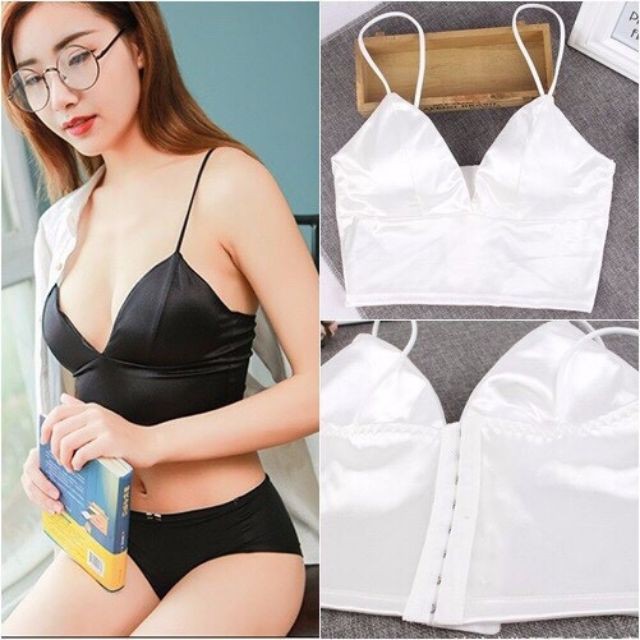 Áo bra phi bóng Satin bản to cài sau sexy