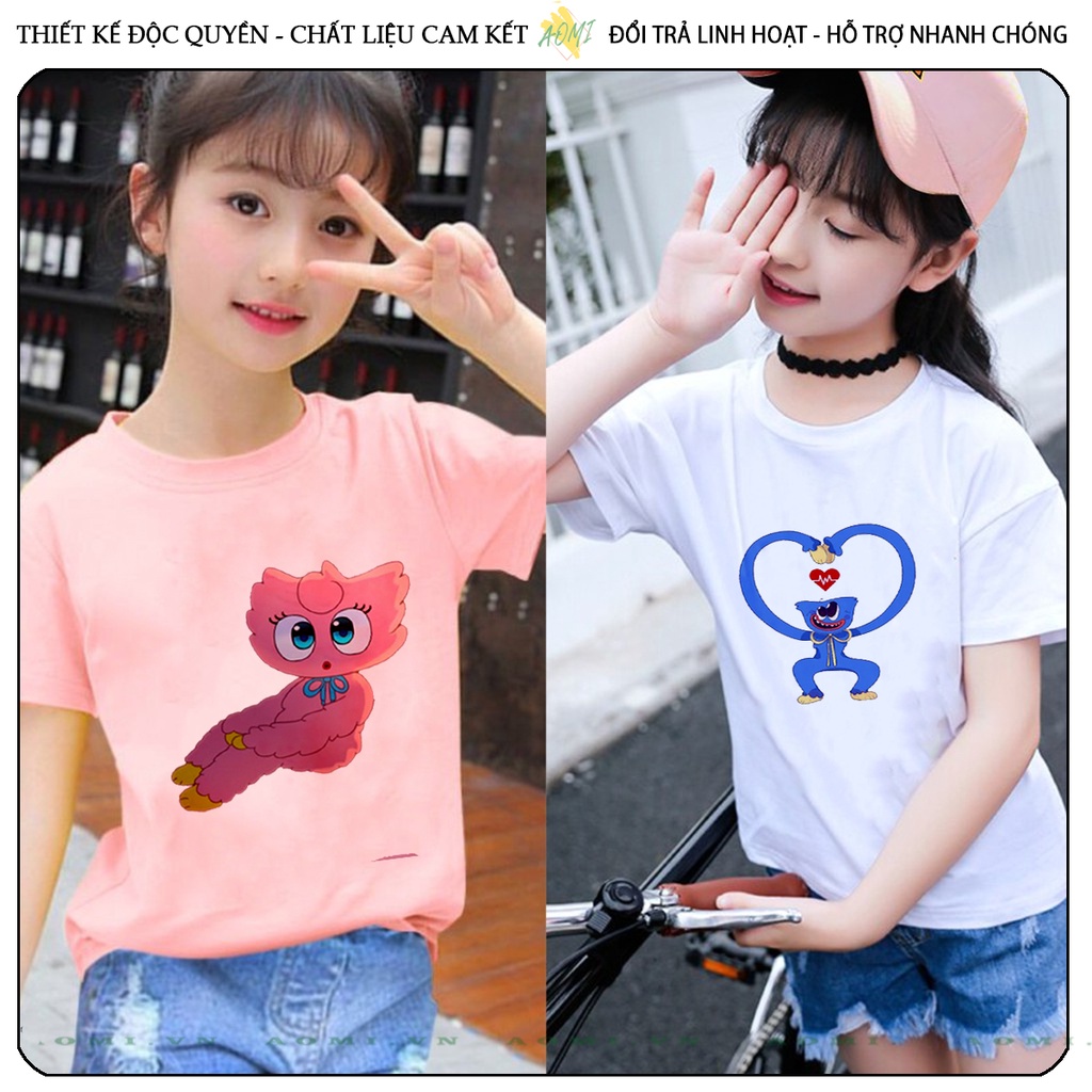 ÁO THUN HUGGY WUGGY HOT 2022 PHÔNG NAM NỮ GIA ĐÌNH CẶP ĐÔI CÓ SIZE TRẺ EM CHO BÉ TRAI GÁI AOMIVN