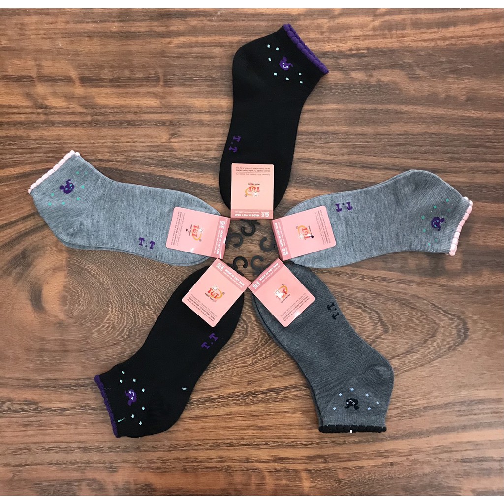 Combo 5 đôi vớ nữ , cổ ngắn , dày ,hàng CTY TRỊNH TRUNG , thương hiệu T&amp;T  , chất liệu thun cotton siêu co giãn , ảnh th