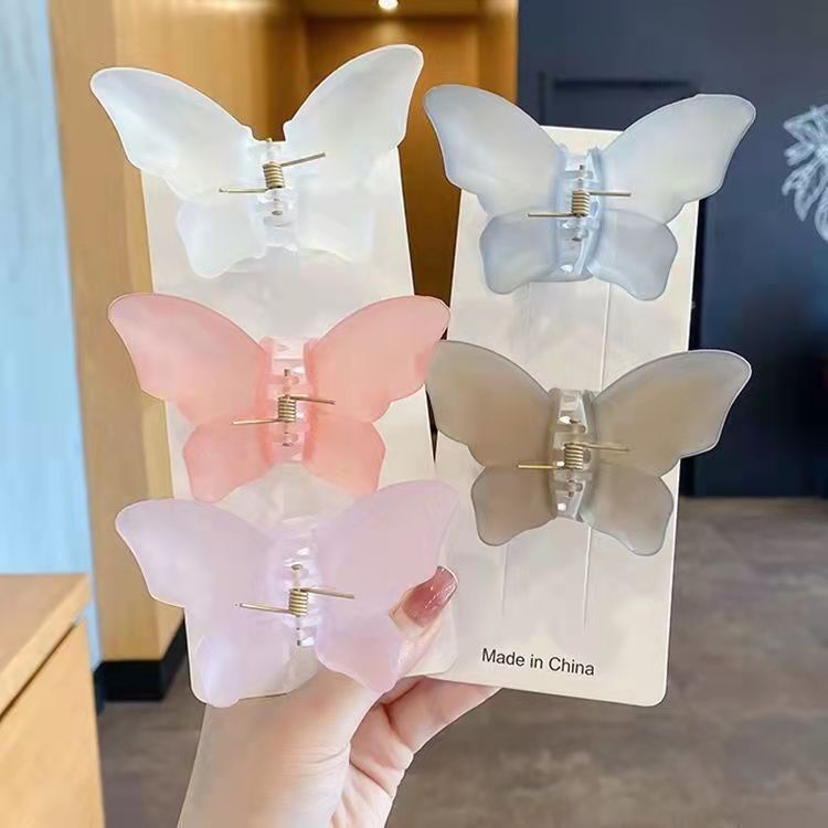 Kẹp Tóc Càng Cua Bằng Nhựa Acrylic Trong Suốt Màu Thạch Nhám Phong Cách Hàn Quốc Dành Cho Nữ