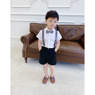 Set yếm quần kèm áo sơ mi cho bé trai - set bộ công tử 10-30kg -Shubishop.vn