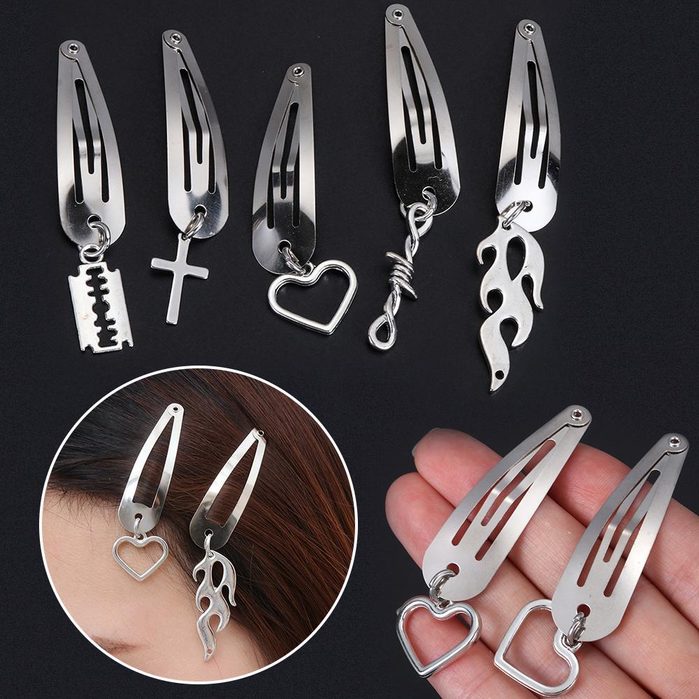 1 Cặp Kẹp Tóc Hình Thánh Giá Phong Cách Punk Dành Cho Nữ