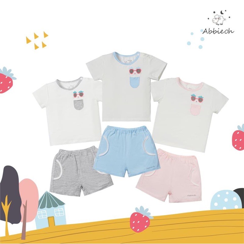 Bộ cộc tay cài vai sợi tre trẻ em Abbie Oh