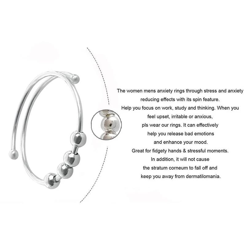 Nhẫn hở đính hạt đơn giản có thể điều chỉnh giảm căng thẳng thời trang thanh lịch cho nam và nữ