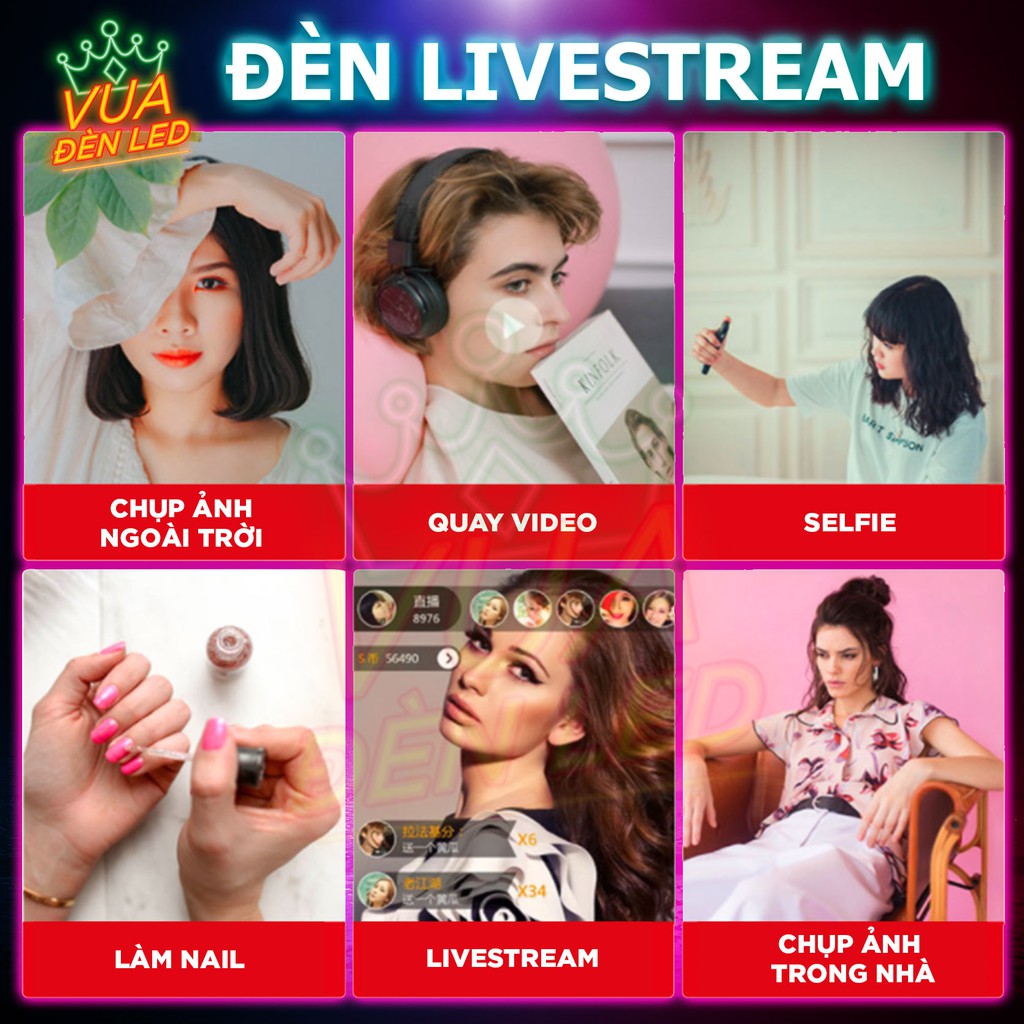 【Có sẵn】Đèn Livestream quay Tiktok, Chụp ảnh, Make up, Bán hàng live stream, Ánh sáng mịn bảo vệ mắt