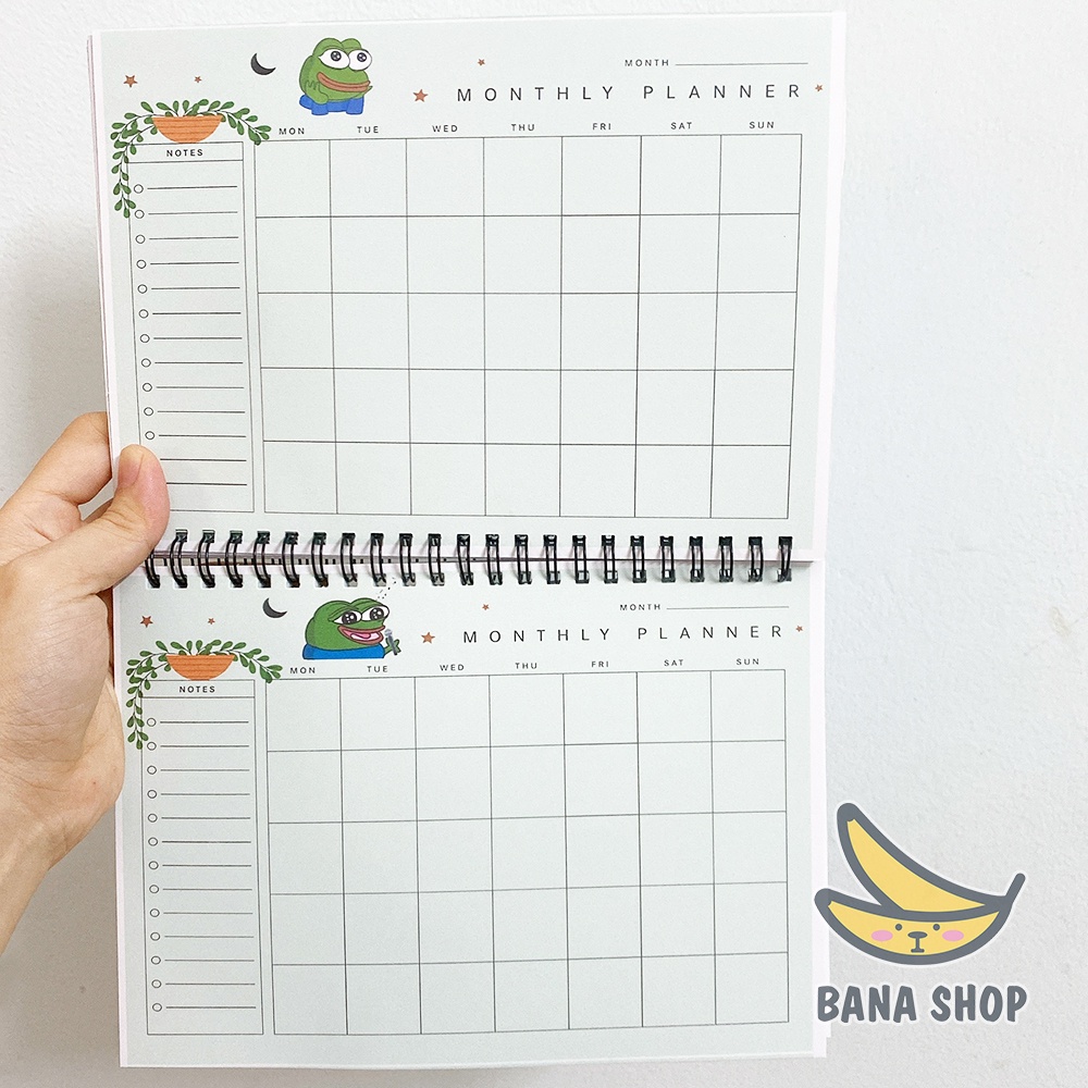 Sổ tay lò xo A5 bullet journal ếch xanh Pepe sad frog siêu bựa cho vozer 100 trang