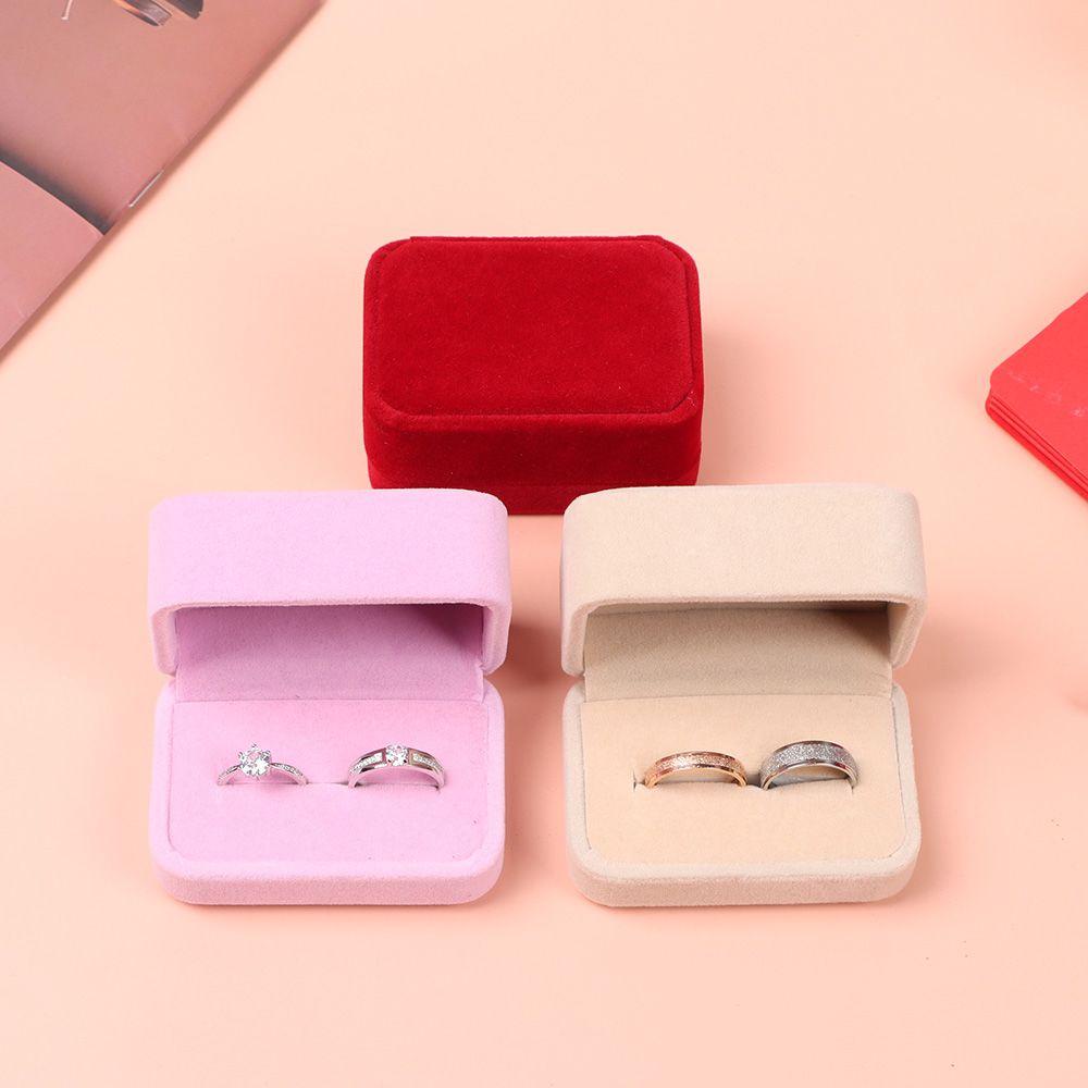 CACTU Hộp Đựng Nhẫn Đôi Hình Vuông Bằng Vải Nhung Tinh Tế