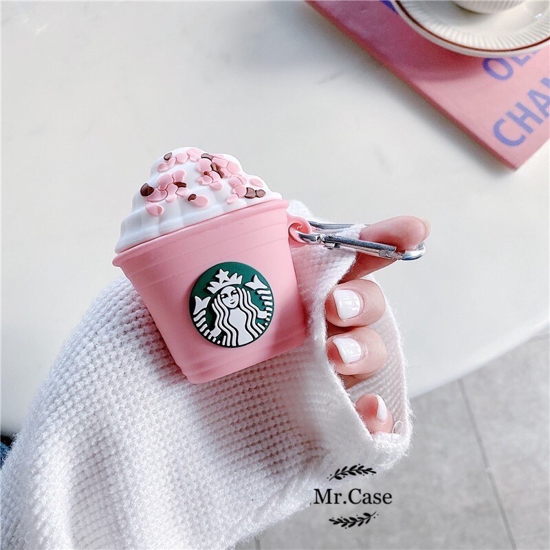 Case Airpods 1/2 /Pro Vỏ Ốp Tai Nghe Hình Ly Starbuck Hồng- Mr.Case AirPods