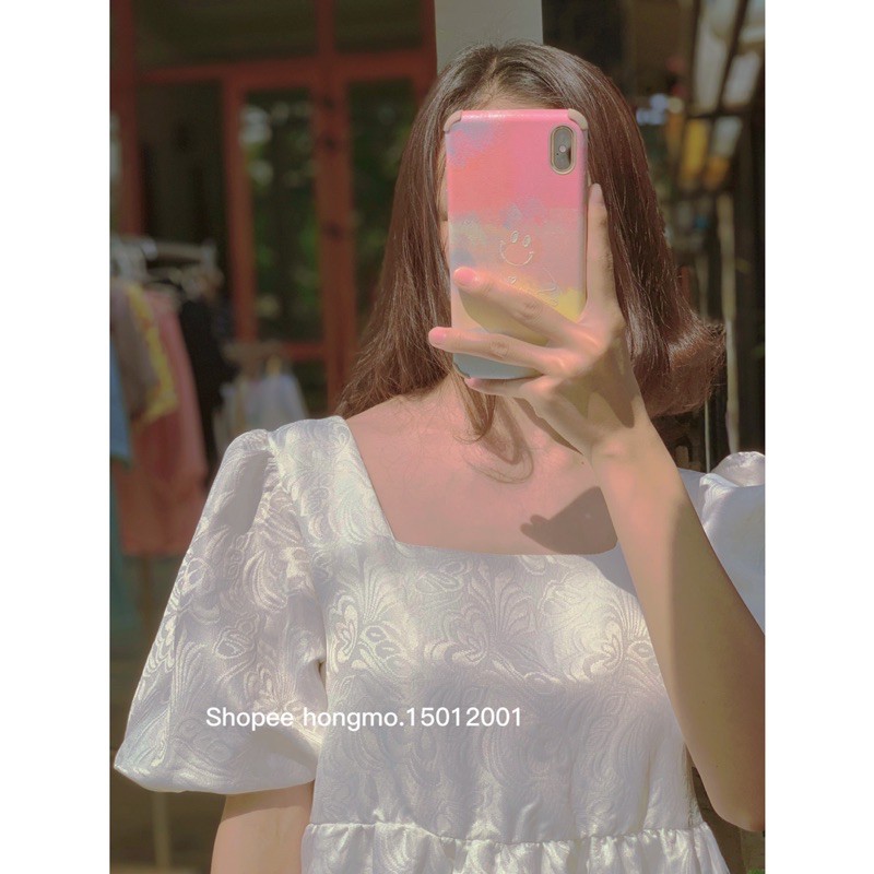 [Mã FAGREEN1505 giảm tới 30K đơn 99K] ĐẦM BABYDOLL HỞ LƯNG CHẤT GẤM VÂN HOA NỔI | BigBuy360 - bigbuy360.vn