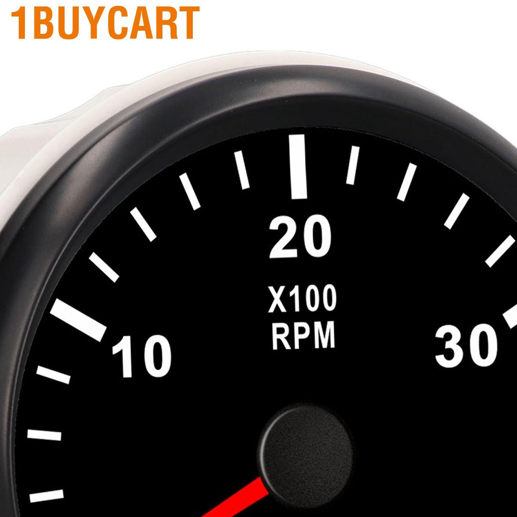 1buycart 85mm/3.35in Tachometer Gauge 3000RPM IP67 Waterproof Tacho with LCD Hourmeter Red Backlight for Car Truck Boat