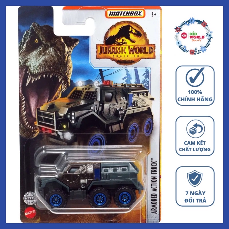 Xe mô hình Matchbox Jurassic World Dominion Series Armored Action Truck HBH06.
