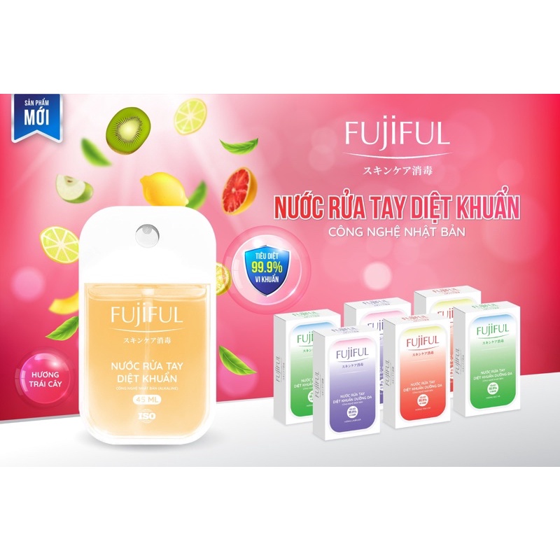 NƯỚC RỬA TAY KHÔ - FUJIFUL - XỊT KHÁNG KHUẨN - KHÔNG HẠI DA TAY