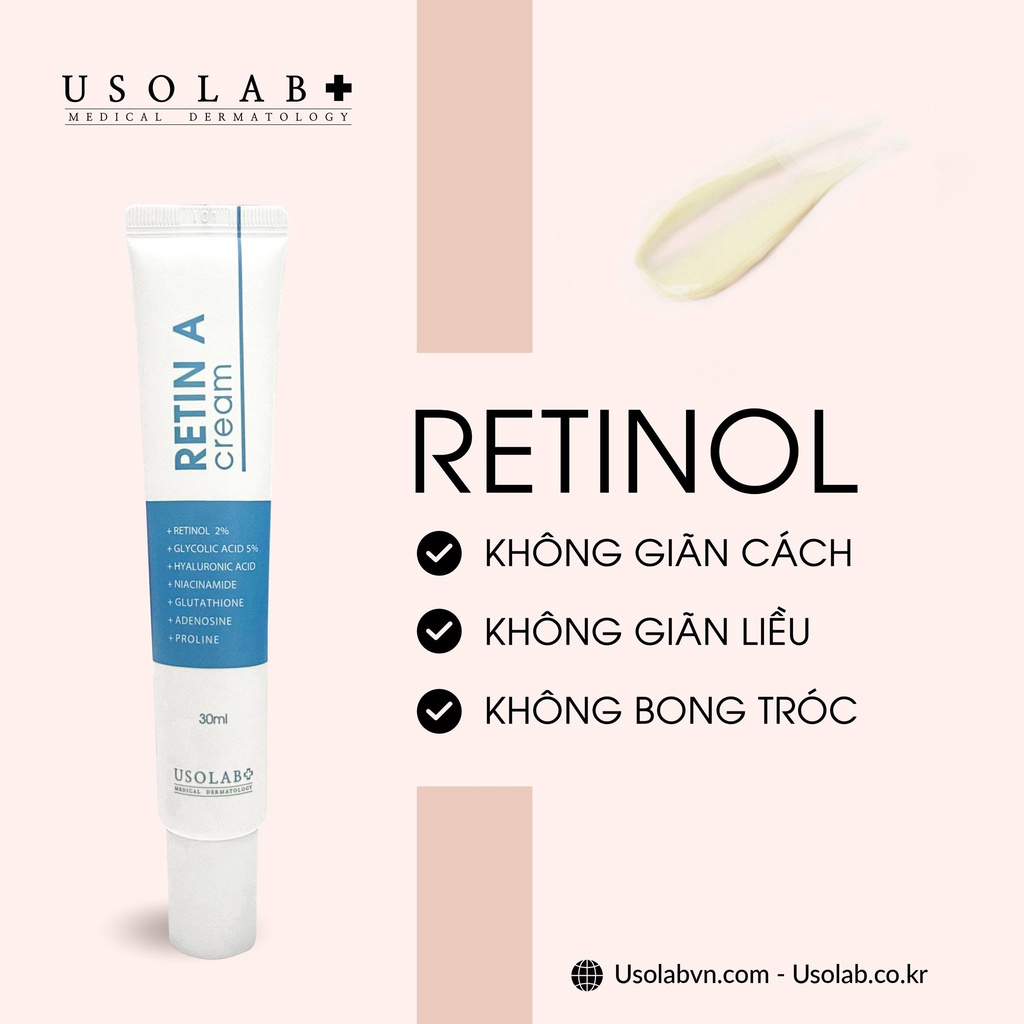 [CHÍNH HÃNG] Kem Dưỡng Trẻ Hóa Da Retinol - Glycolic USOLAB RETIN A CREAM 30ml