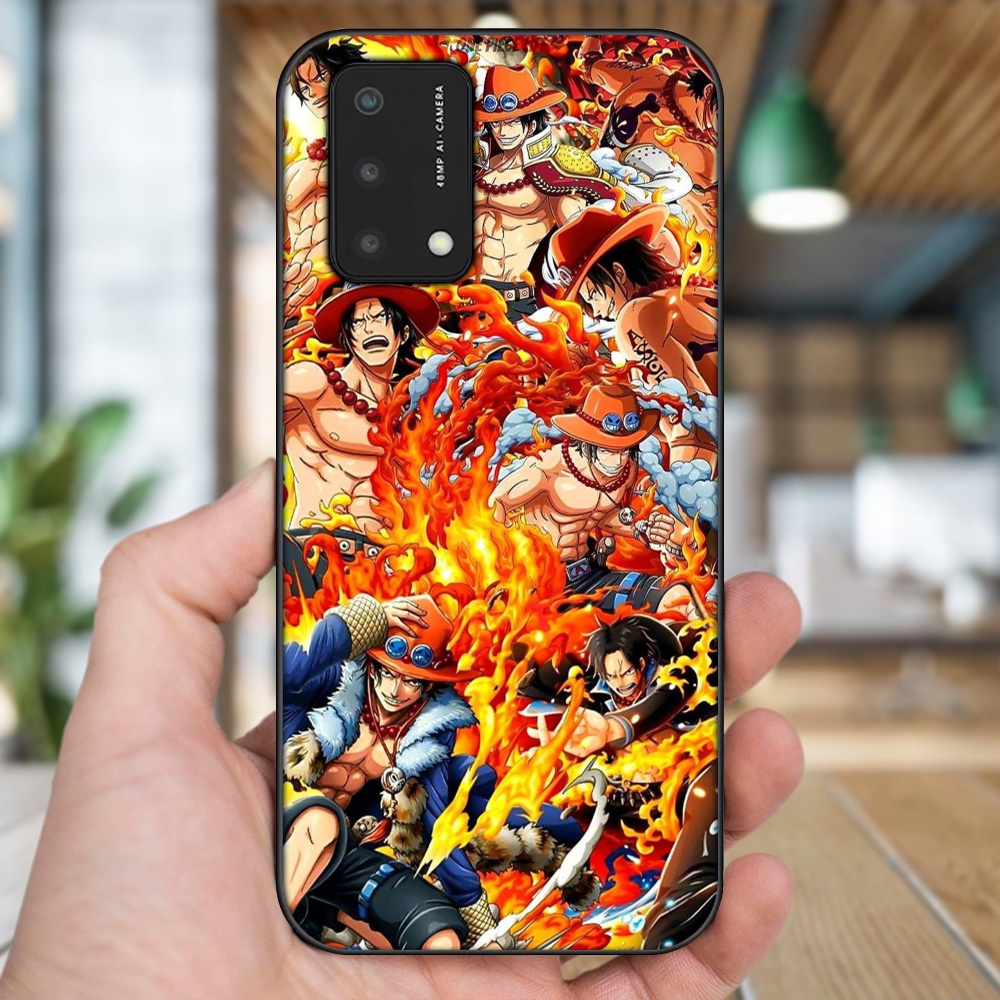 Ốp lưng Oppo A74, A93 5G, A95 viền đen in hình Ace One Piece