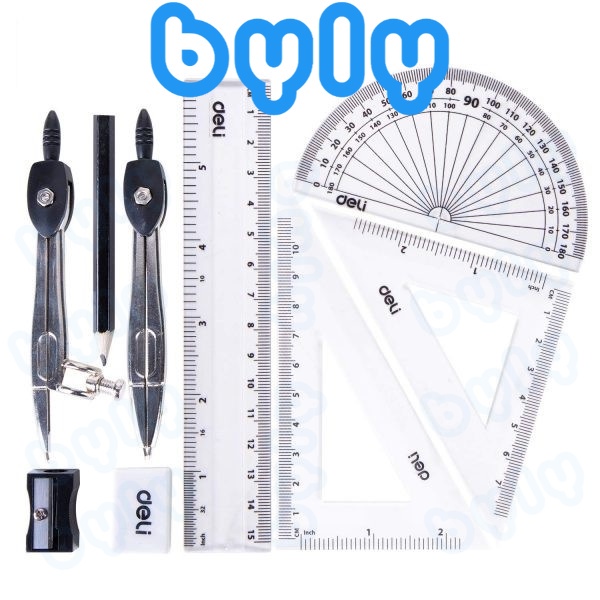 [Ship hoả tốc] Set dụng cụ học tập 9 món hộp thiếc tiện dụng Deli G30695 - ByLy Store