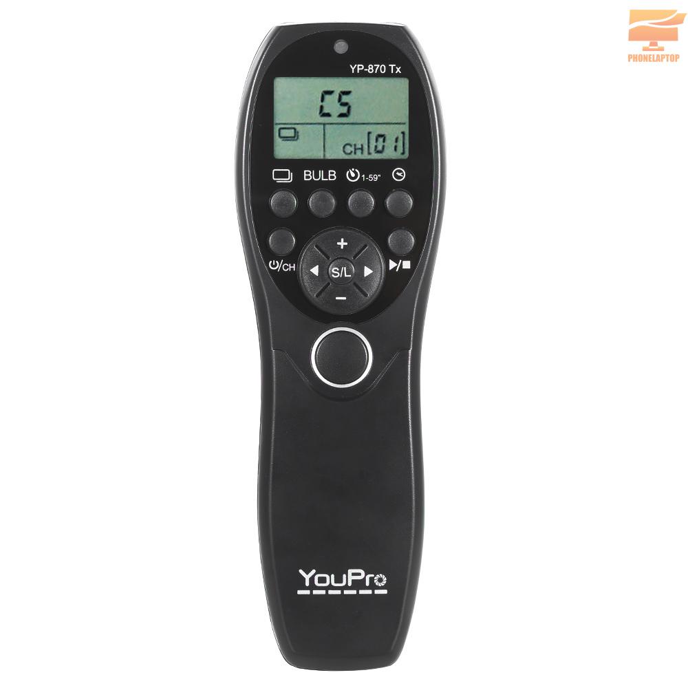 YouPro YP-870 N3 2.4G Wireless Remote Control LCD Timer Shutter Release Transmitter Receiver 32 Channels for Canon 7D 5D 5D2 5D3 5DS 5DSR 1D Mark I/II/III/IV 1DS Mark I/II/III 1DX 6D 50D 40D DSLR Camera