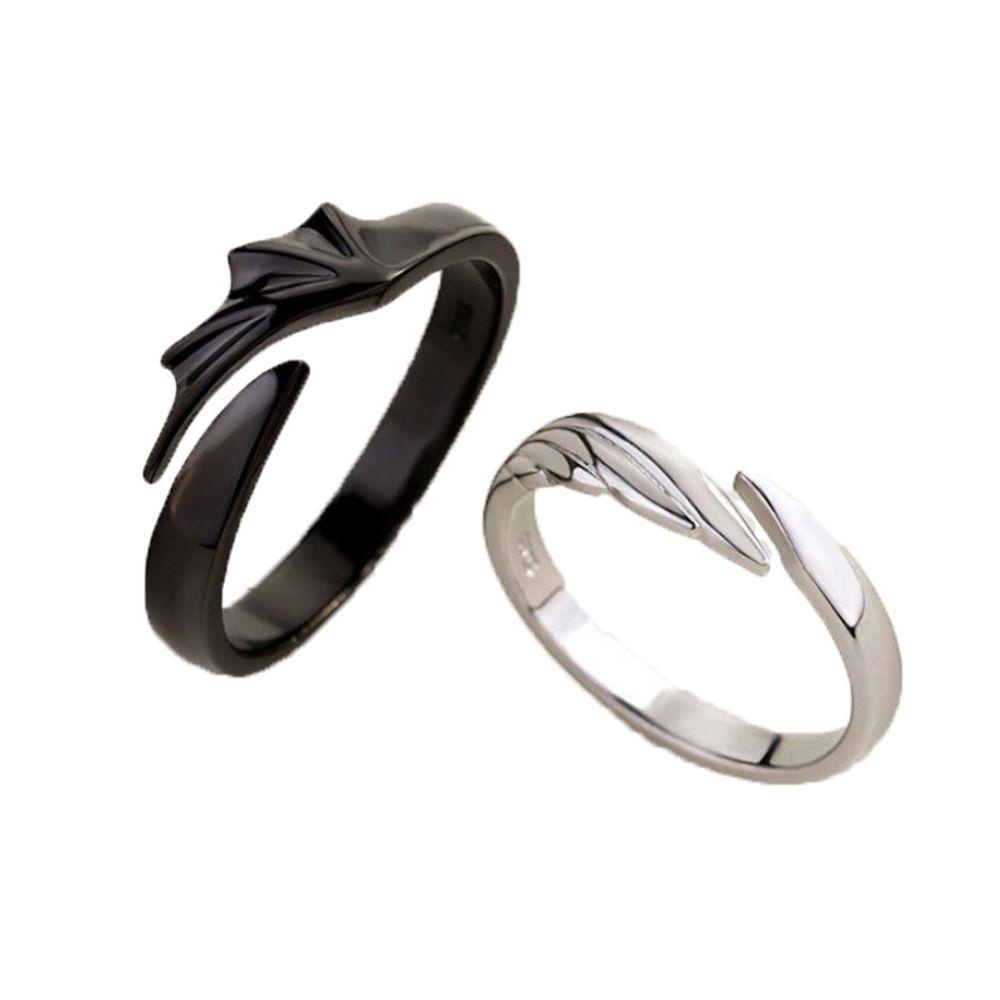 Nhẫn Đôi BERNARDO Hình Thiên Thần Và Ác Quỷ Bằng Kim Loại Có Thể Điều Chỉnh Làm Quà Tặng Cho