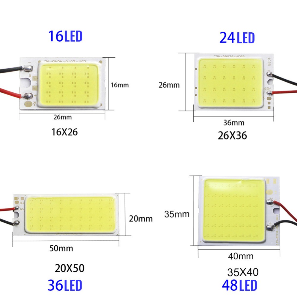 Đèn led trần ô tô COB 16 24 36 48 thay thế đèn trần ô tô, đèn cốp, đèn soi biển số ô tô