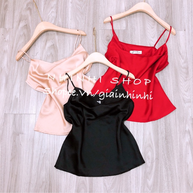 [ Mã WASTRUN4 giảm 10% tối đa 30K đơn 99K] Áo hai dây lụa cổ đổ siêu sang, Áo kiểu cổ đổ trễ ngực CS1501 - NhiNhiShop | BigBuy360 - bigbuy360.vn