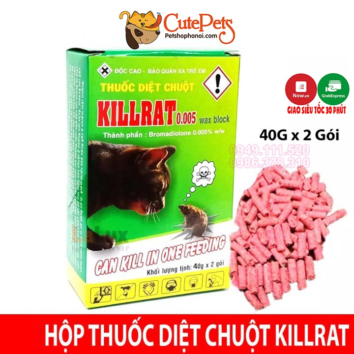 Diệt chuột Killrat 0.005 40gx2 Dùng ngay không cần trội mồi - CutePets