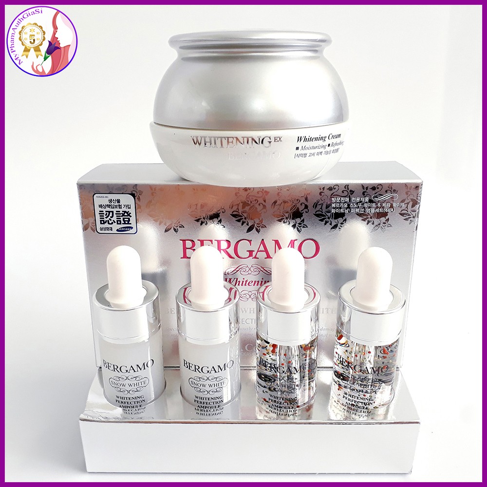 Bộ serum và kem dưỡng bergamo làm trắng mịn da snow white & vita white korea hàn quốc