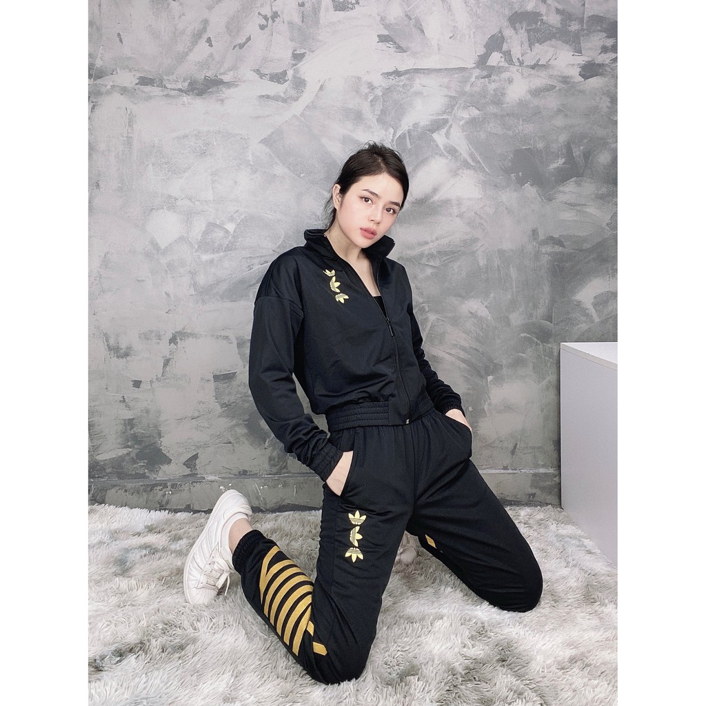 (HÀNG XUẤT XỊN) Bộ das 1783 GOLD OUTLINE TREFOIL TRACKSUIT Made in Cambodia full tag code  SIZE S M L
