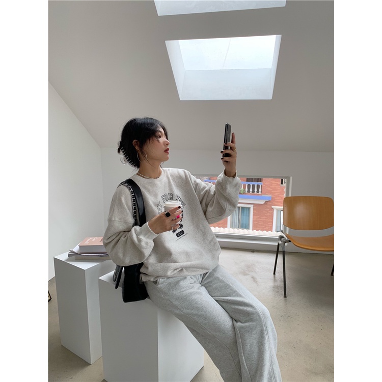 Áo sweater cổ tròn tay dài dáng rộng phong cách thời trang hàn quốc cho nữ | BigBuy360 - bigbuy360.vn