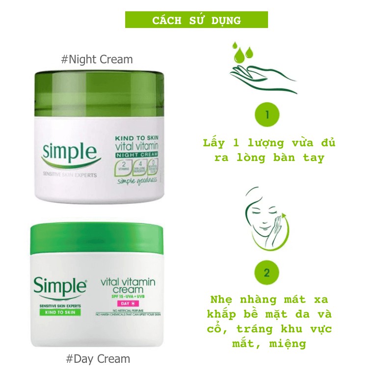 Kem dưỡng da cấp nước ban đêm Simple Kind To Skin Vital Vitamin 50ml