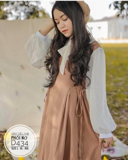 Bigsize Đầm tiểu thư phối nơ D434