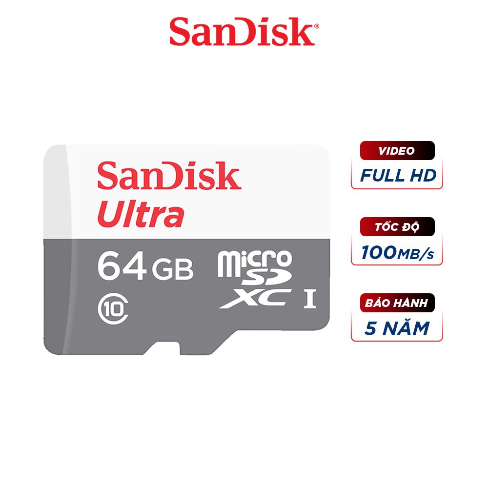 Thẻ nhớ micro SDXC Sandisk 128GB upto 100MB/s 533X Ultra UHS-I - chính hãng bảo hành 5 năm