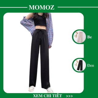 Quần ống suông nữ - Quần jeans nữ ống rộng chun cạp quần