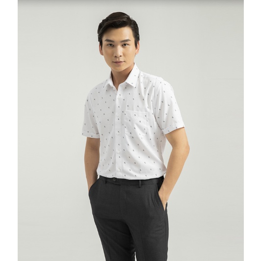 ÁO SƠ MI NGẮN TAY ASS132S1 TRẮNG IN CHIM CÁNH CỤT