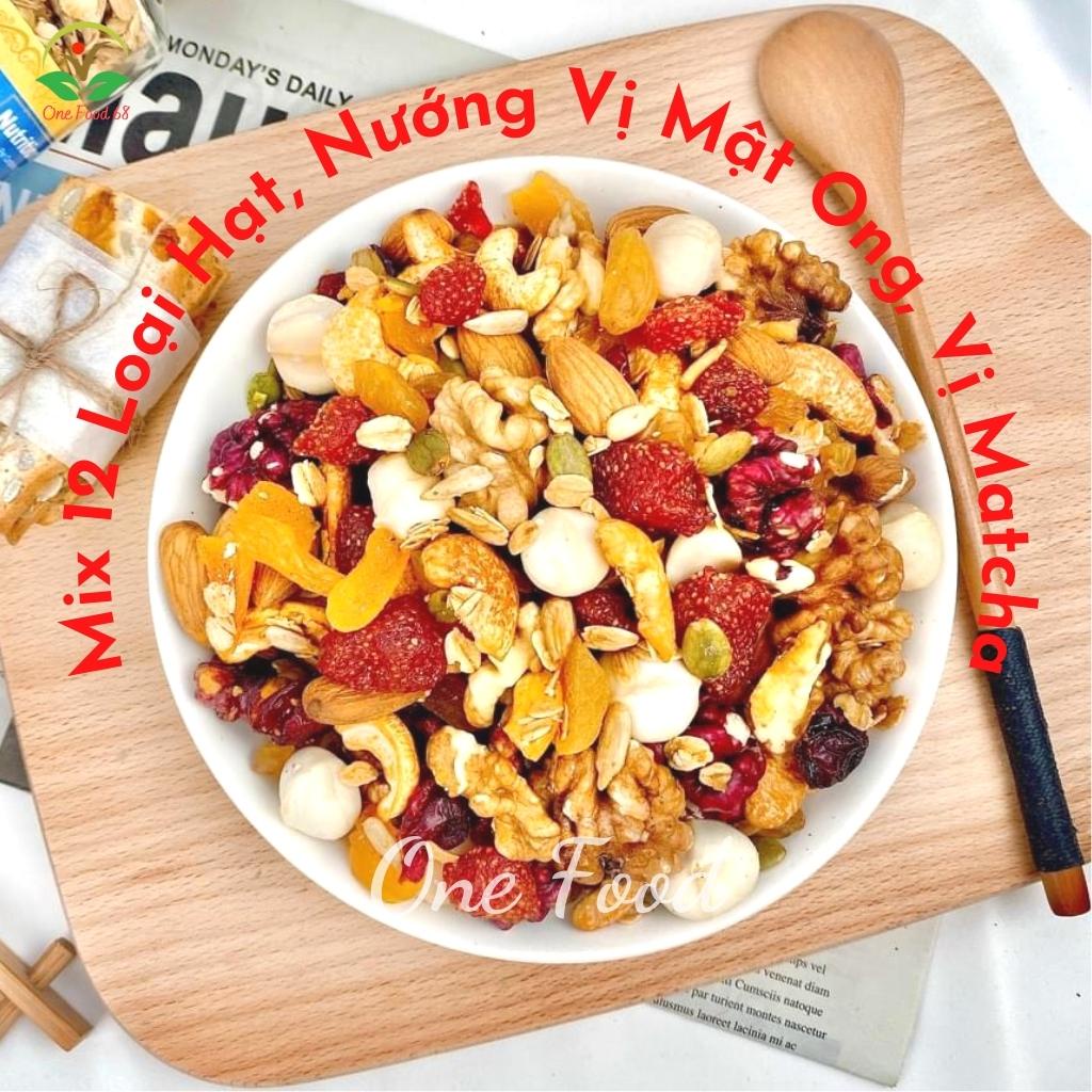 Ngũ Cốc Giảm Cân, Granola Siêu Hạt Ăn Kiêng Dinh Dưỡng Mix 12 Loại Hạt Ăn Liền Giòn Thơm 500gr, Onefood68