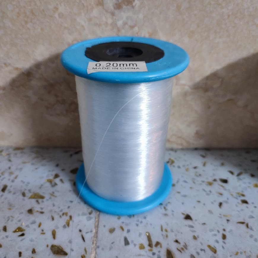 1 cuộn dây cước không co giãn đính hạt cườm, xâu rèm cửa, chuông gió nhiều size
