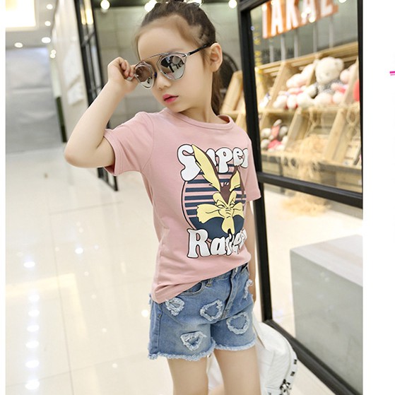 Áo thun bé gái tới size đại. Áo phông cotton cao cấp bé gái lớn size 15-36kg AH01