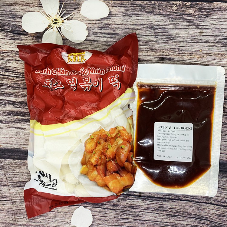 TOKBOKKI NHÂN PHÔ MAI 500gr Bánh Gạo Cay Hàn Quốc Nhân Phomai