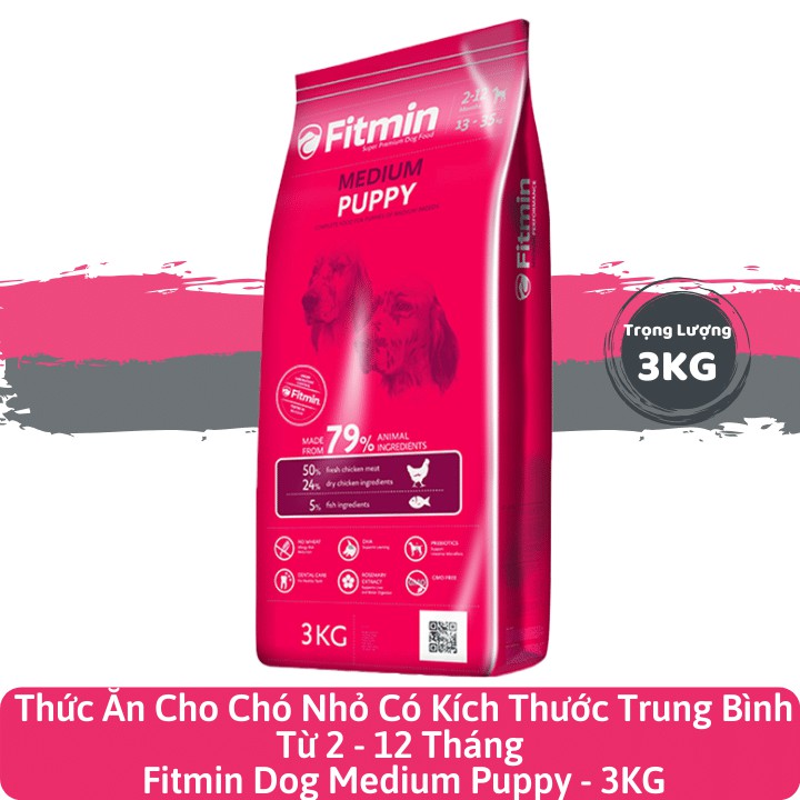 Fitmin Dog Medium Puppy - Thức Ăn Cho Chó Nhỏ Có Kích Thước Trung Bình Từ 2 - 12 Tháng 3KG