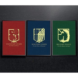 BỘ 3 TRANH CANVAS ANIME ATTACK ON TITAN treo tường in theo yêu cầu
