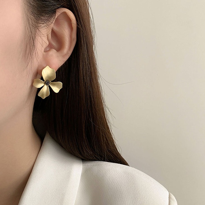 Bộ Khuyên Tai Kim Loại Mạ Vàng 925 Phong Cách Hàn Quốc Thời Trang