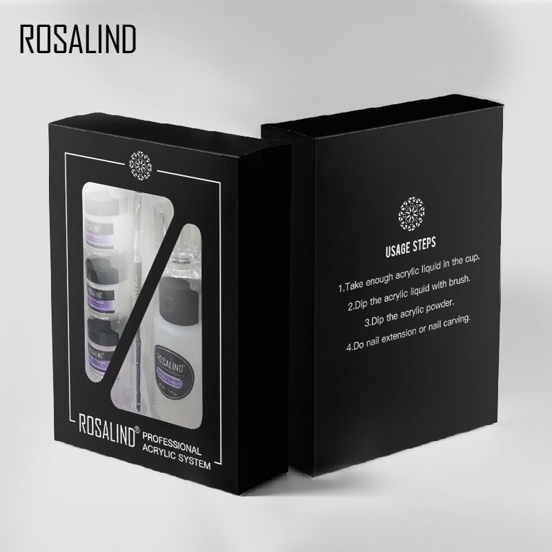 ROSALIND Acrylic Powder Crystal  Builder Transparent Acrylic Nail Powder Manicure 10g Pink White Clear