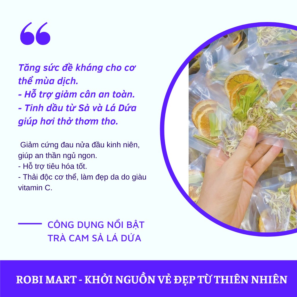 Set 30 gói trà cam vàng sả lá dứa - tăng sức đề kháng, hỗ trợ phòng dịch, đẹp da, giảm cân