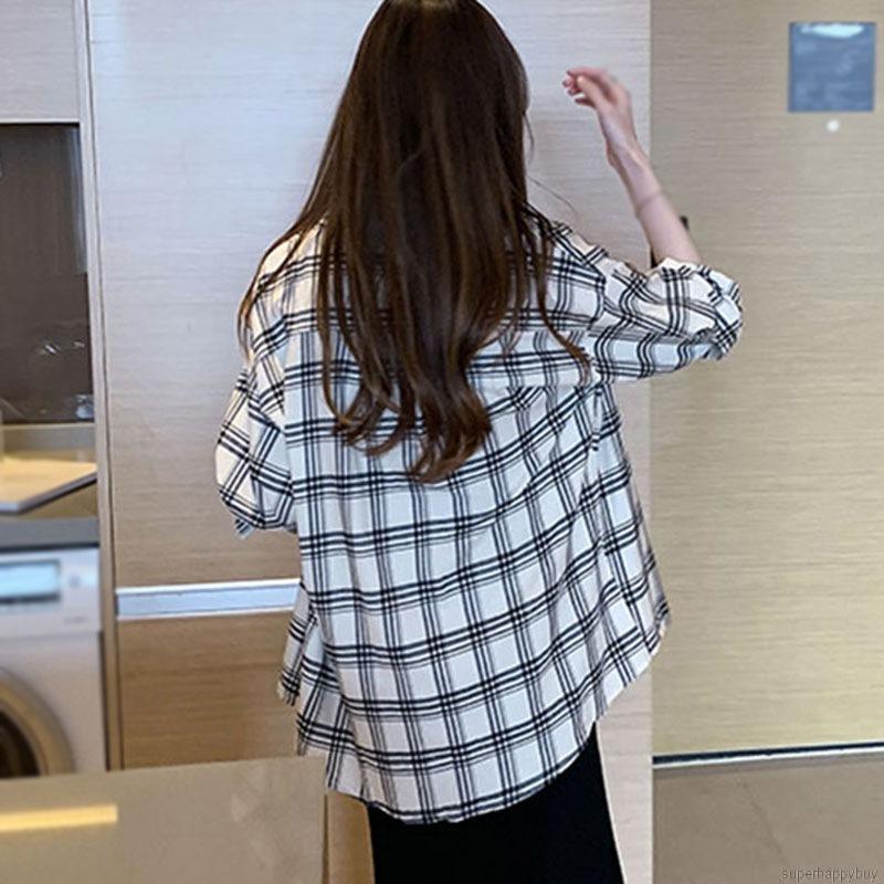 Áo Sơ Mi Caro Tay Dài Thời Trang Cho Nữ