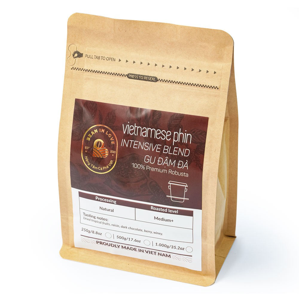 Cà Phê Nguyên Chất Pha Phin Việt Nam Túi Giấy 250gram - Gu đậm đà - Intensive Blend