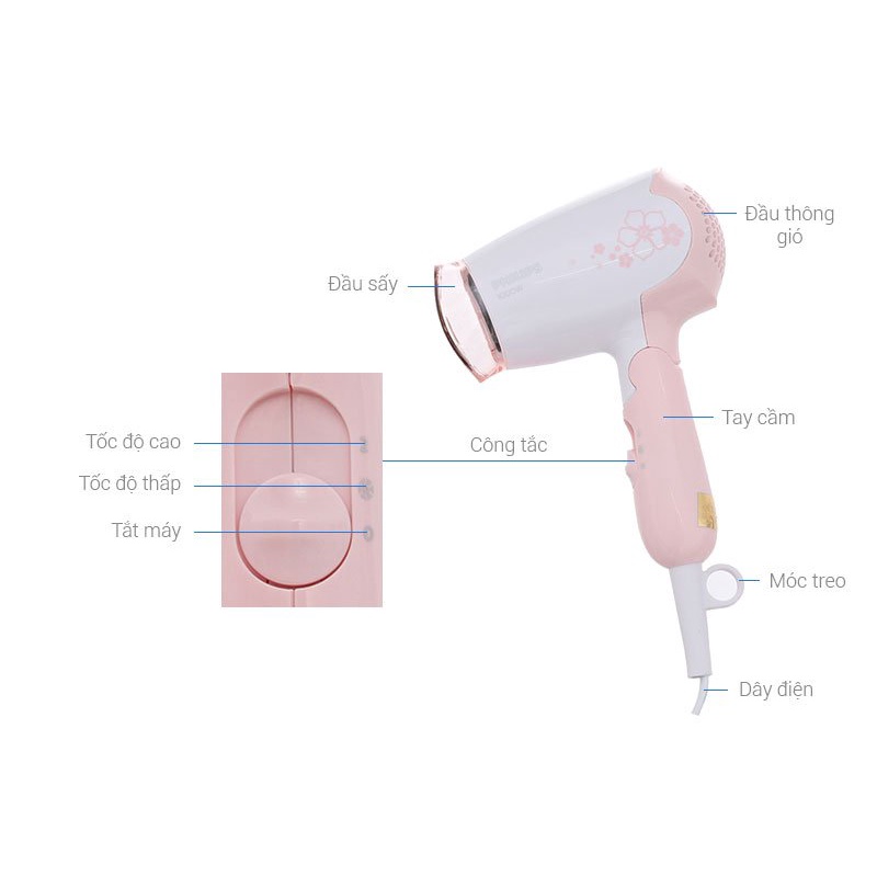 Máy sấy tóc Philips HP8108 1000W, bảo hành 2 năm | Hàng chính hãng