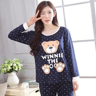 FREESHIP ĐƠN 99K_ Bộ pijama dài tay họa tiết hoạt hình cho nữ