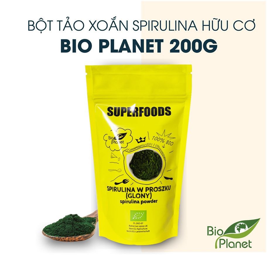 [Mã BMBAU50 giảm 7% đơn 99K] Bột tảo xoắn Spirulina hữu cơ Bio Planet 200g