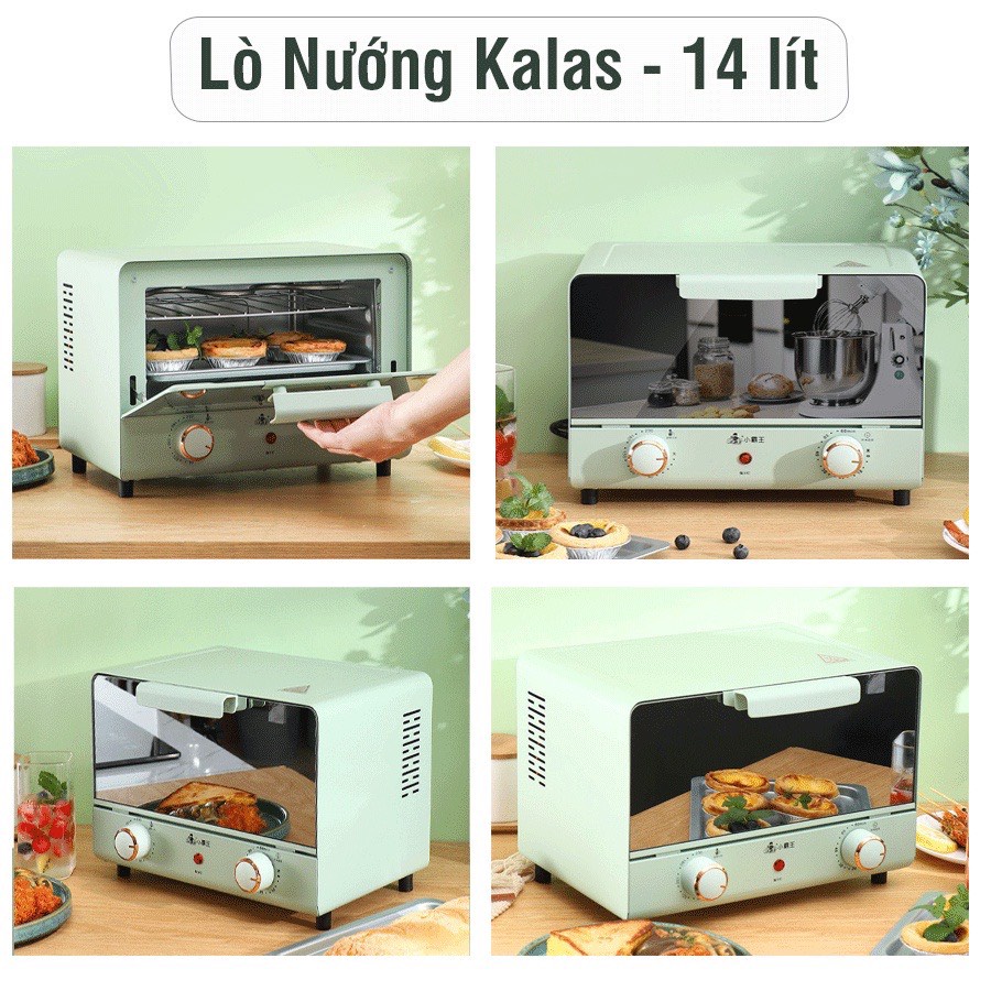 Lò Nướng Mini Đa Năng KALAS Màu Xanh 14L công suất 1000W - Bảo Hành 12 Tháng