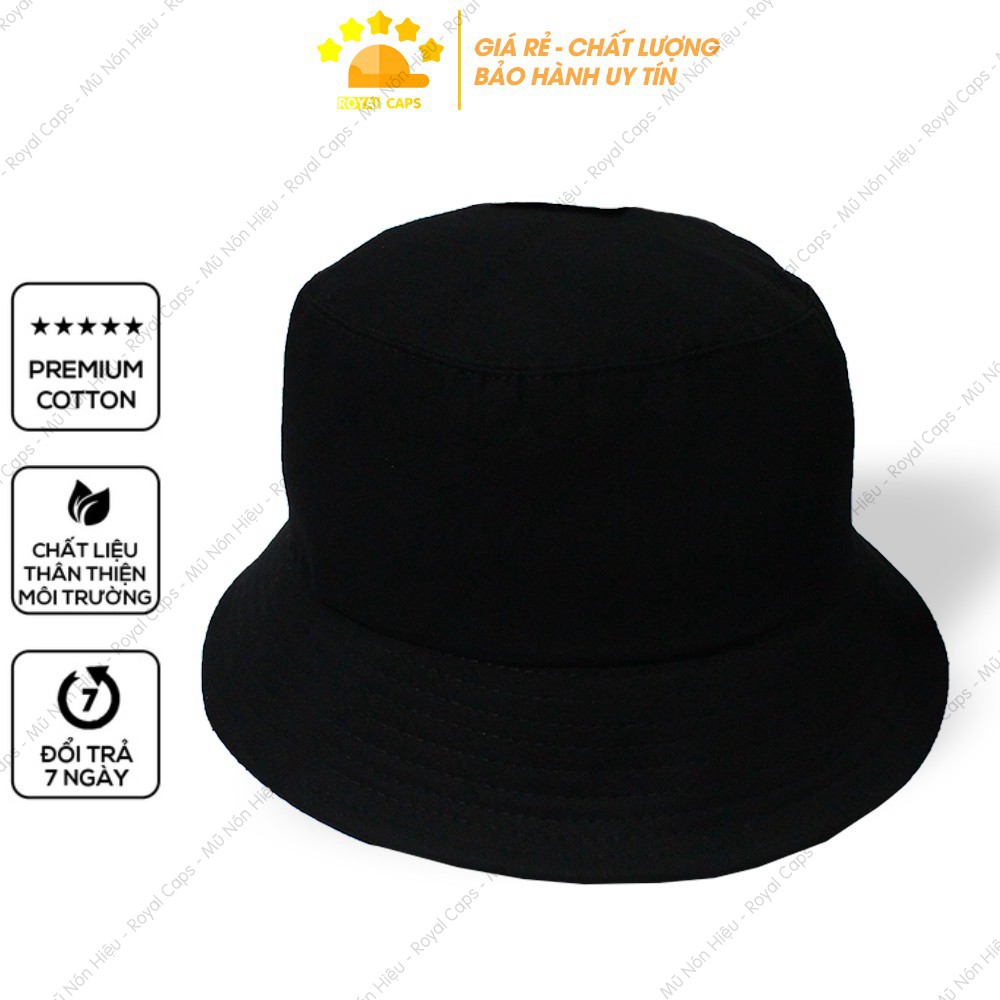 Nón Bucket Nữ FREESHIP Mũ Tai Bèo Nam Đen Trơn Vải Kaki Tốt Unisex - Royal Caps